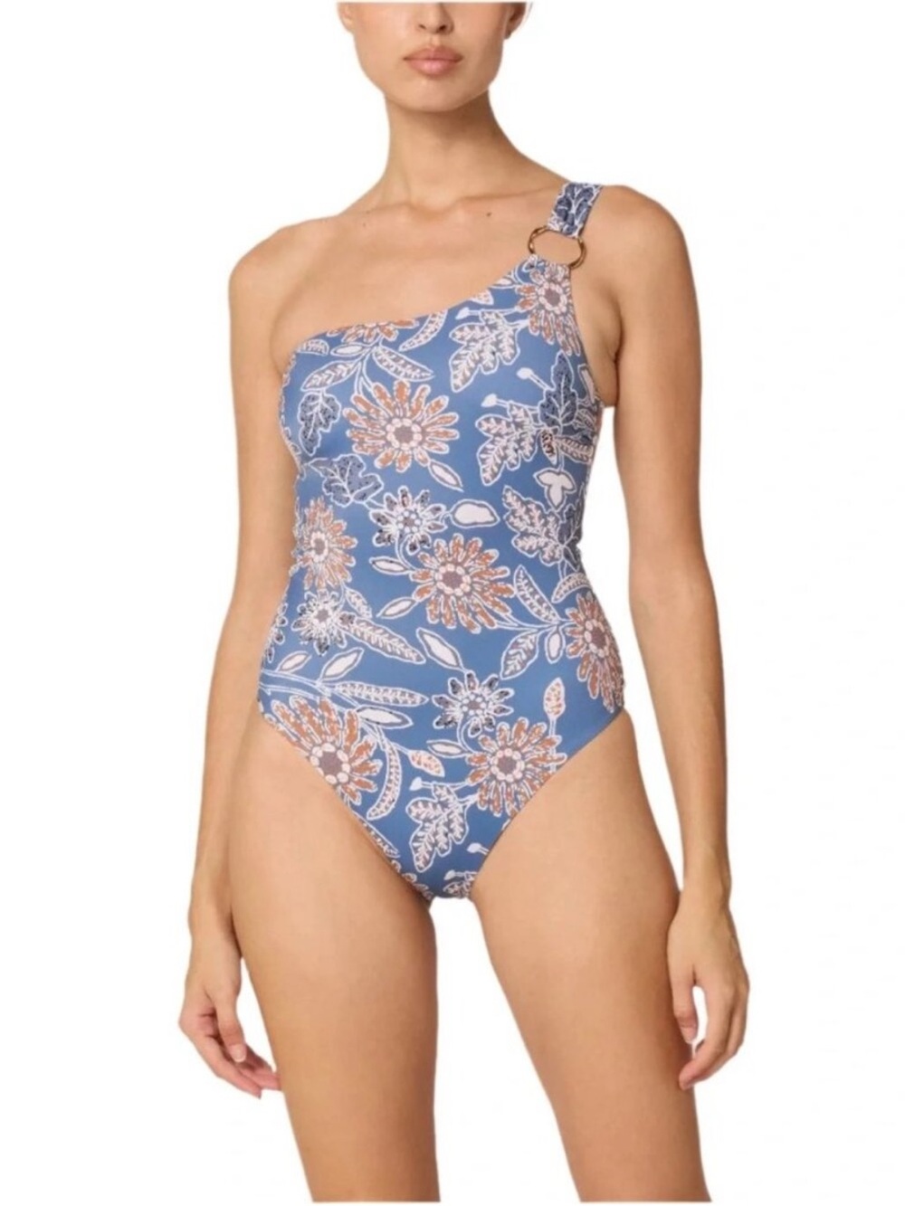 Cleobella One Piece Maya Magnolia Print One Shoulder -Ring Detail NEW Size XS S